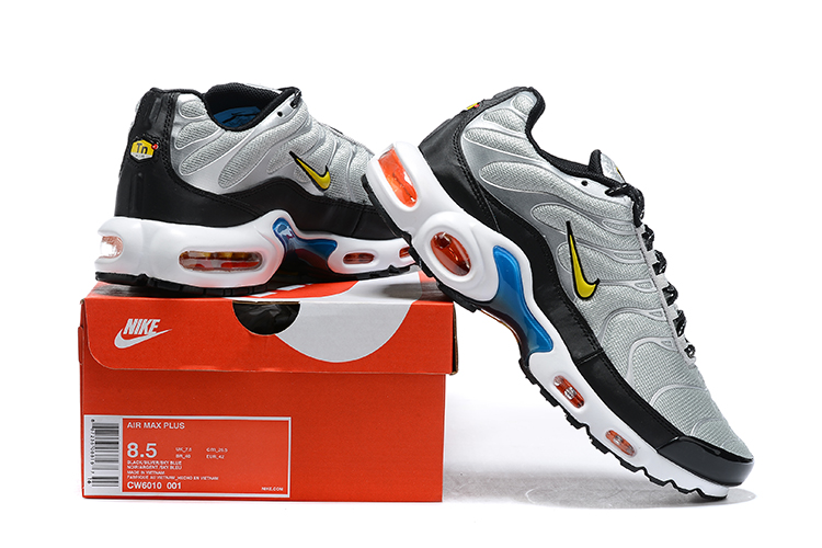 2021 Nike Air Max Plus Grey Black White Yellow Running Shoes